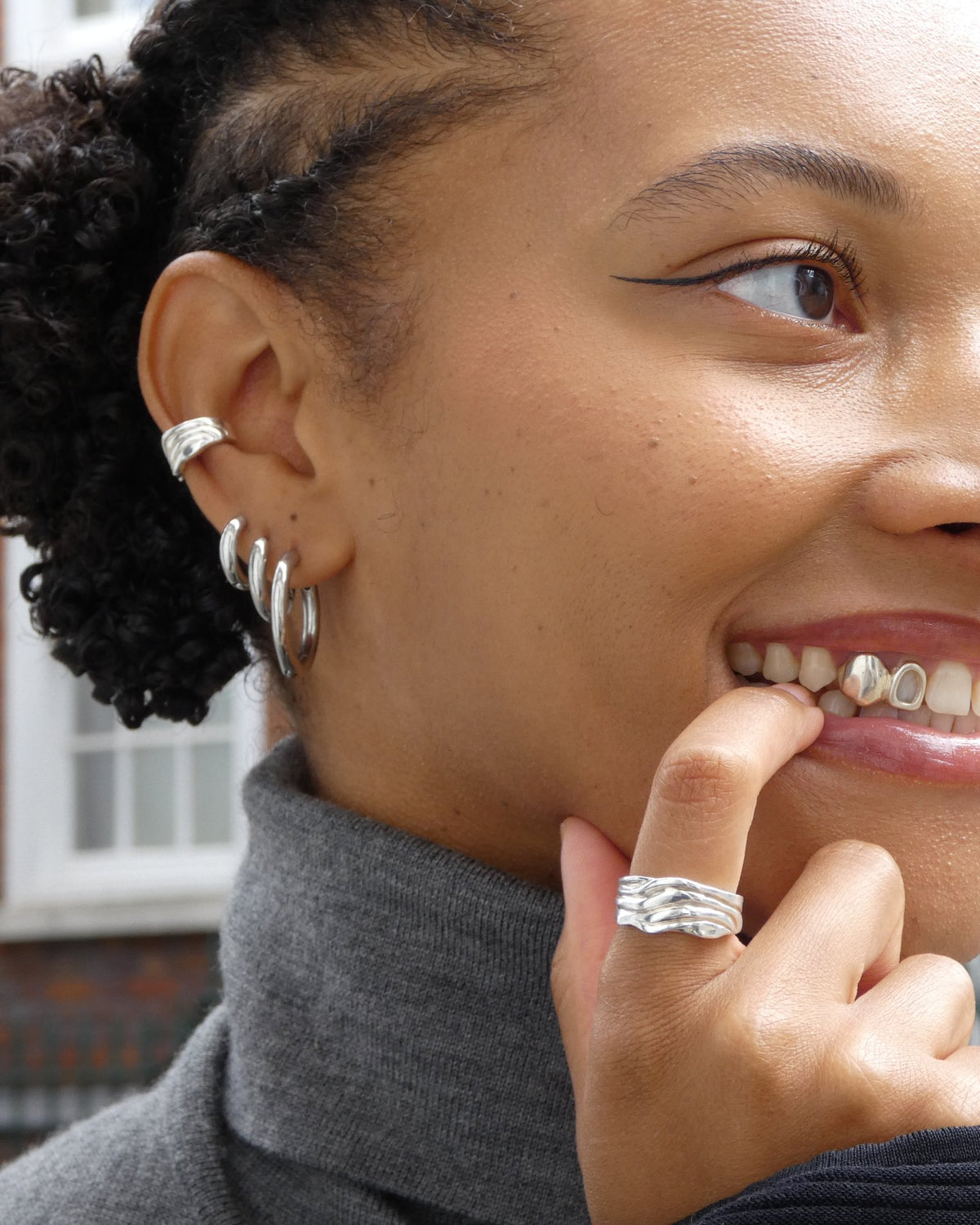 Blurr Ring and Blurr Ear Cuff worn together